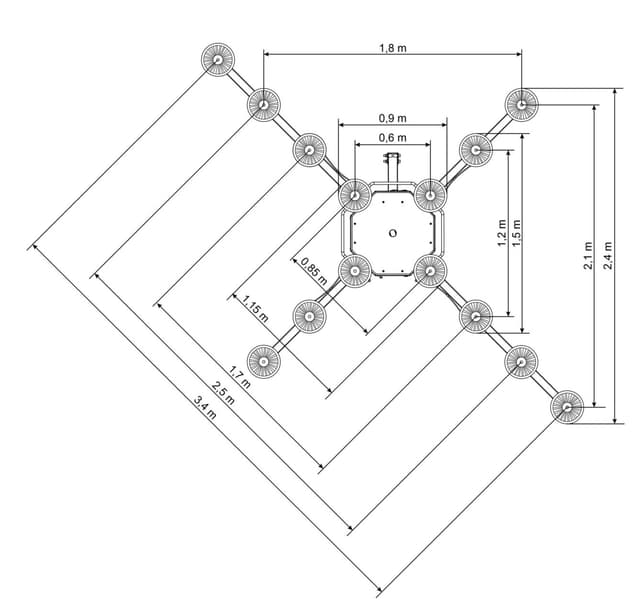 Rysunek techniczny do chwytaka podciśnieniowego Befard XP1002 z wymiarami urządzenia